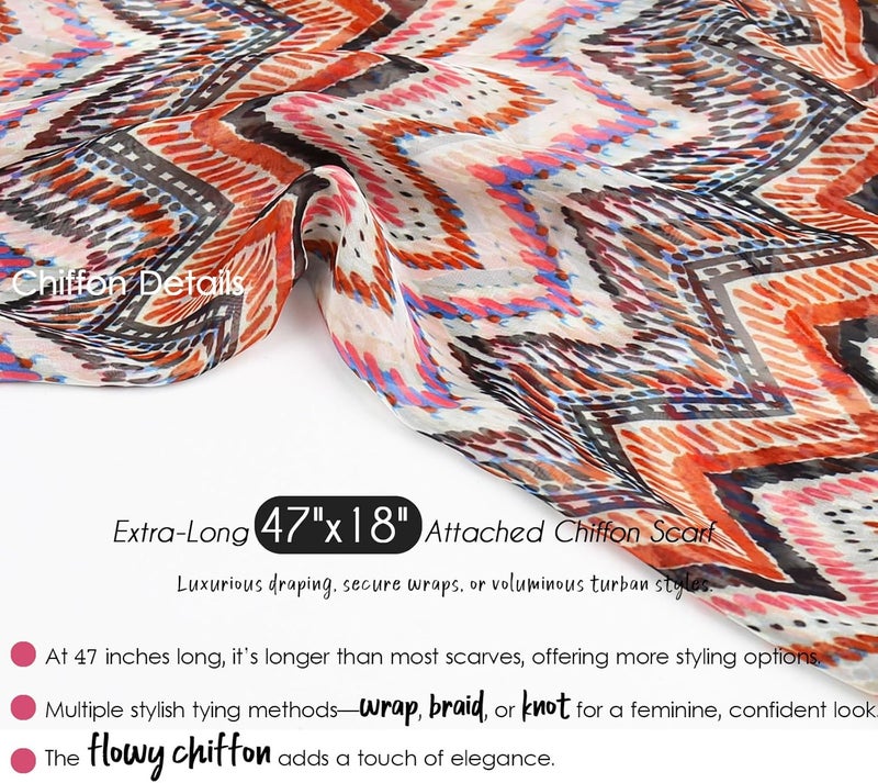 Awefeel Chemo Hats for Women – Extra Long 47" Chiffon Scarf – Soft Cancer Headwear for Hair Loss – Stylish Chemo Caps - Image 4
